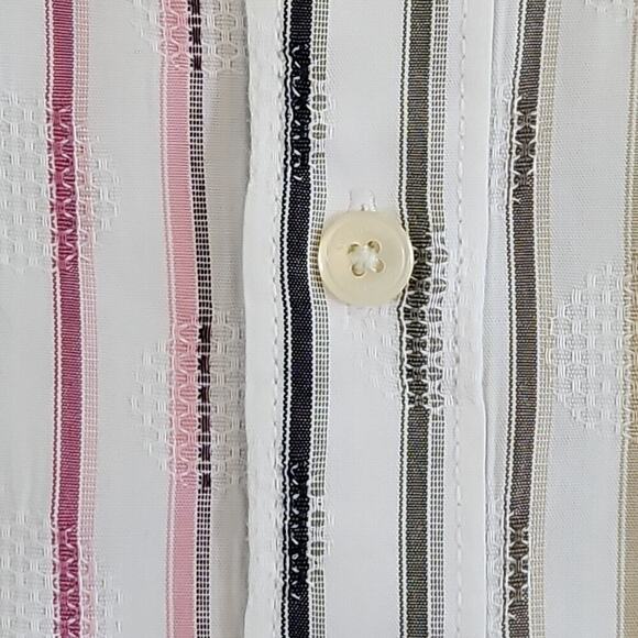 Calvin Klein Shirt Men's XXL Striped Textured Long Sleeve Y2K Boho Modern Fit - Picture 2 of 14